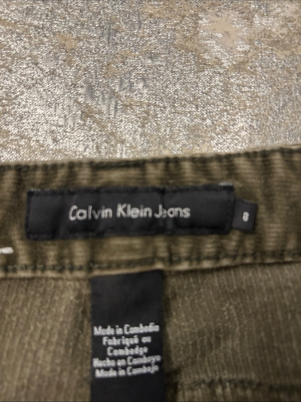 Calvin Klein Jeans Olive Corduroy Wide-Leg Pants - Picture 2 of 4